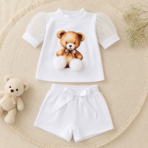 Alternative view of Conjunto Infantil de Verão para Menina Ursinho Pompom