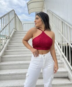 Cropped Paetê Charlotte Pink - Imagem 2