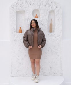 Jaqueta Puffer PU Marrom - Imagem 6