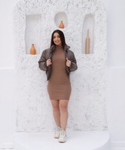 Jaqueta Puffer PU Marrom - Imagem 7