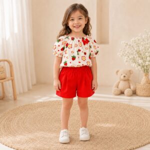 Conjunto de menina infantil short + Blusa ciganinha Moda blogueirinha luxo verão