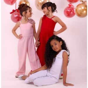 Macacão Infantil Feminino luxo verão festa Estilo Blogueirinha Fashion