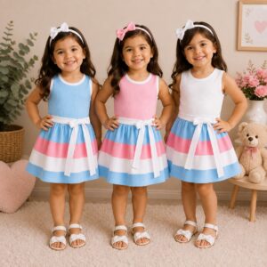 Vestido Infantil Moderno Multicolorido | Confortável e Estiloso 3 cores