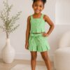 Conjunto Menina Roupa Infantil Verão Regata e Short Saia Premium