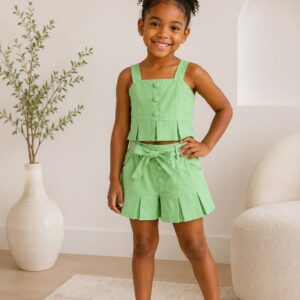 Conjunto Menina Roupa Infantil Verão Regata e Short Saia Premium