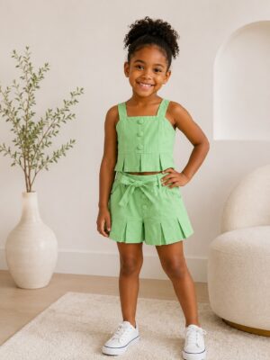 Conjunto Menina Roupa Infantil Verão Regata e Short Saia Premium