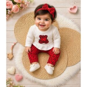 Conjunto Bebê Menina manga longa fofa Ursinha para dias frios