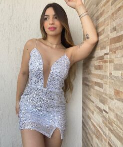 Vestido New Paetê Com Tulê