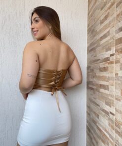 Cropped Corset Malha Prada com Tulê - Imagem 4