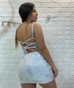 Vestido Maya Branco Com Prata