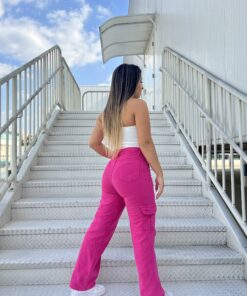 Calça jeans cargo pink - Imagem 5