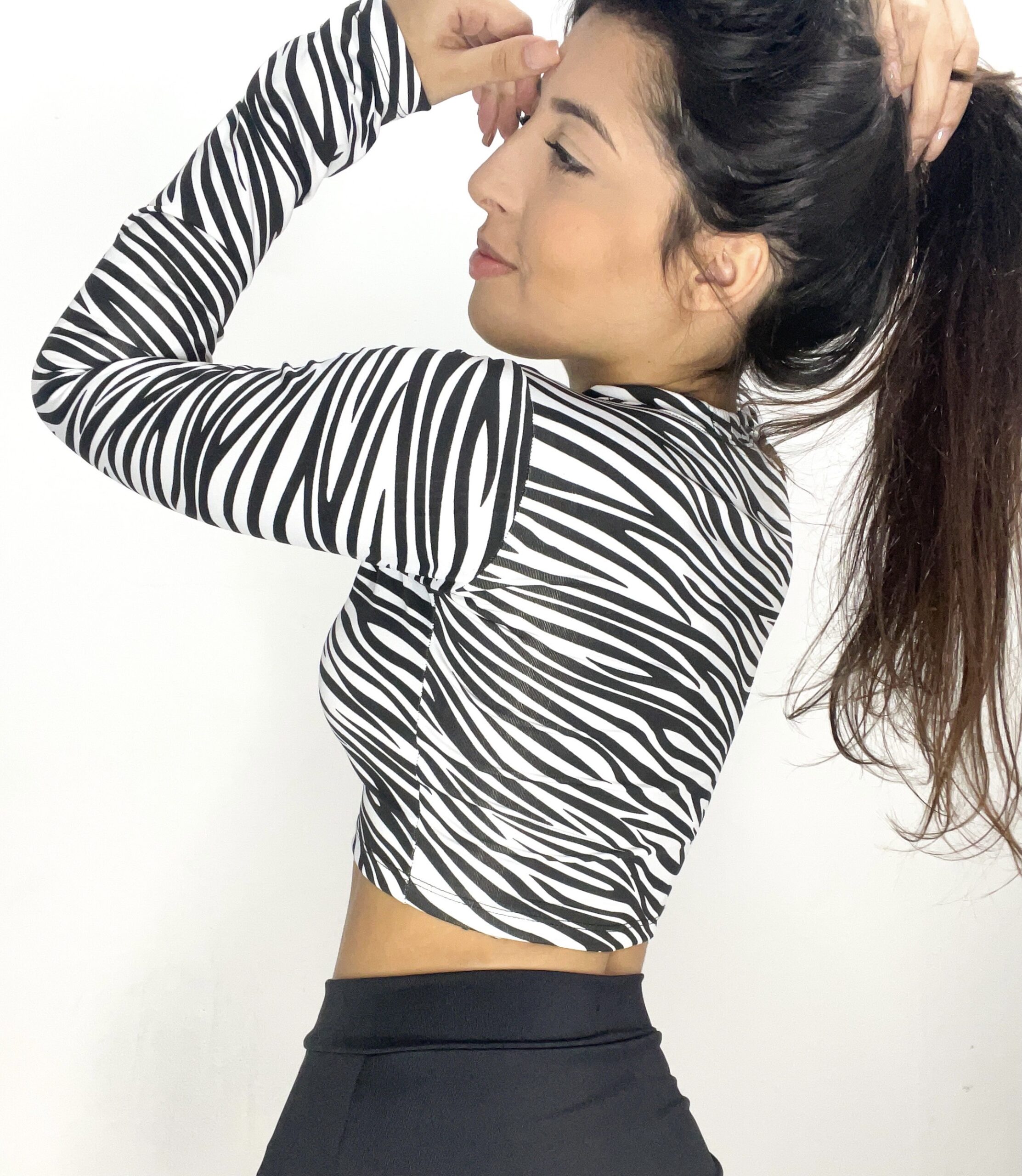 Cropped Zebra Manga Longa